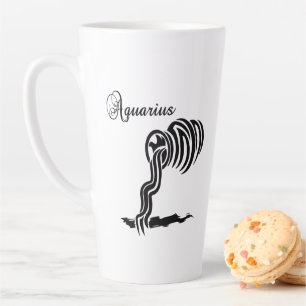 Caneca De Café Latte Símbolo e Símbolo de Aquarius Zodiac