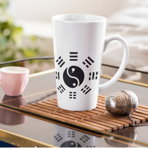 Caneca De Café Latte símbolos chineses meridianos acupuntura