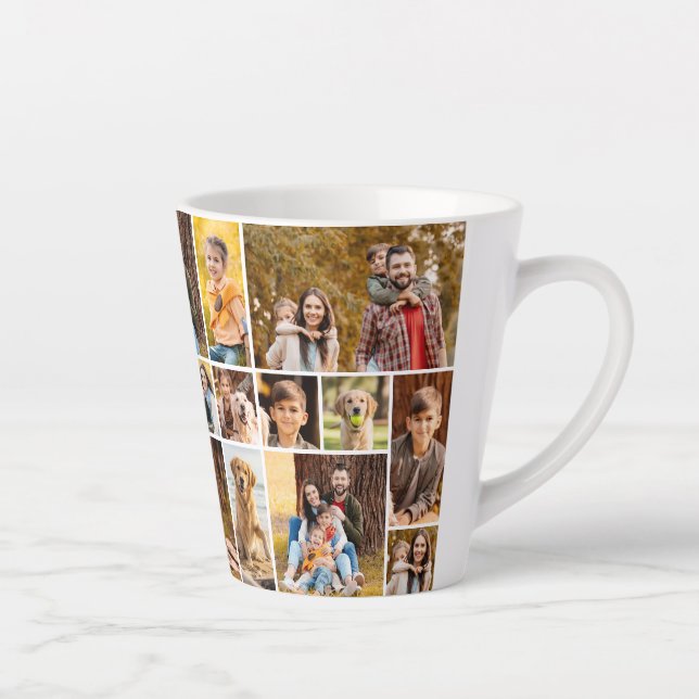 Caneca De Café Latte Simples Colagem de Fotos Única 21 Colagem Minimali (Direita)