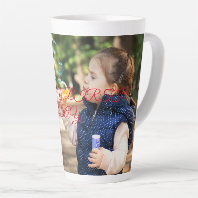 CANECA DE CAFÉ LATTE SIMPLES DIA DE NASCIMENTO FELIZ (Ângulo direito)