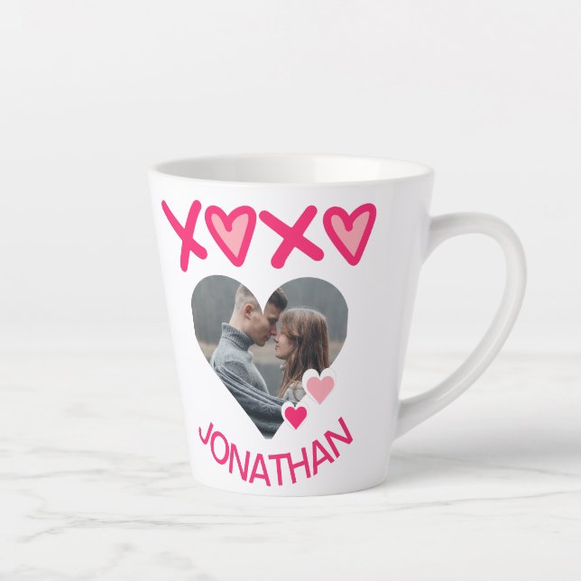 Caneca De Café Latte Simples Elegante Namorados de Amor Bonito Casal (Direita)