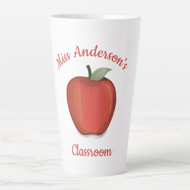 Caneca De Café Latte Simples Escola Vermelha de Apple Cute (Frente)