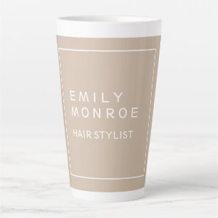 Caneca De Café Latte Simples Moderno Minimalista Seu Nome Pastel Cor