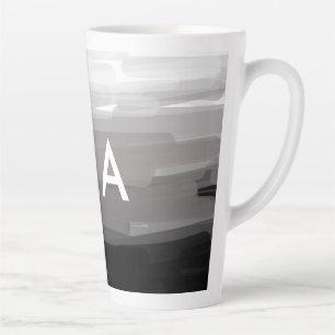 Caneca De Café Latte Simples monograma adicione seu nome com letra míni