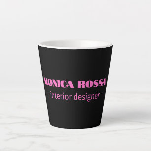 Caneca De Café Latte Simples profissional Neon Pink Preto