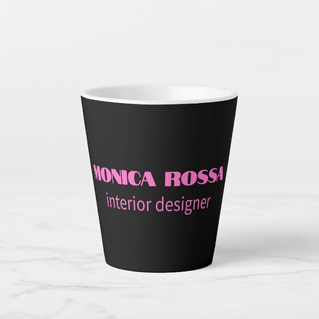 Caneca De Café Latte Simples profissional Neon Pink Preto (Frente)
