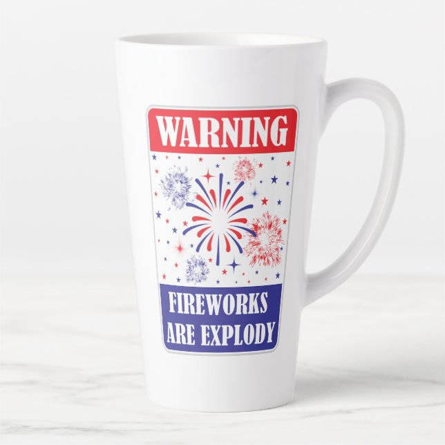 Caneca De Café Latte Sinal de Alerta de Fogos de Artifício (Direita)