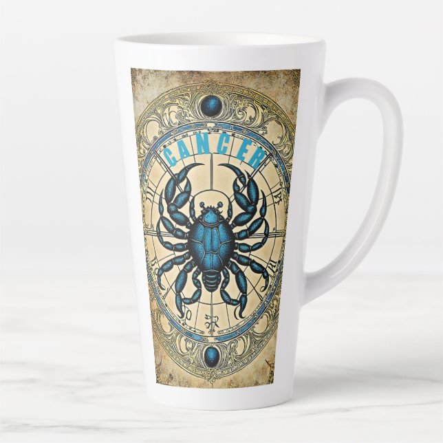Caneca De Café Latte sinal de astrologia do cancer (Direita)