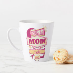 Caneca De Café Latte Sinal de Lanchonete Retrô Super Mãe