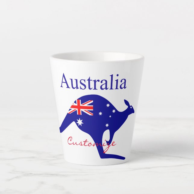 Caneca De Café Latte Sinalizador australiano Kangaroo Thunder_Cove (Frente)