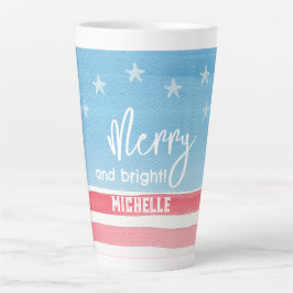 Caneca De Café Latte Sinalizador de Aquarela Moderna Patriótica