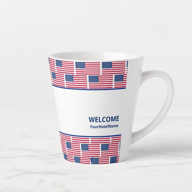 Caneca De Café Latte Sinalizador de Hospitalidade Personalizada EUA (Direita)