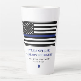 Caneca De Café Latte Sinalizador de Policial Thin Blue Line Personaliza