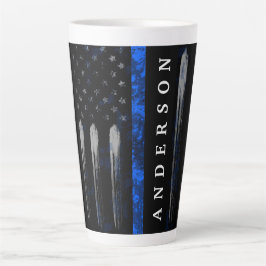 Caneca De Café Latte Sinalizador Distinto Pavilha Azul Linha Trava
