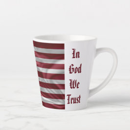 Caneca De Café Latte Sinalizador Personalizado EUA, Vermelho White Stri