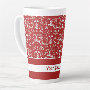 Caneca De Café Latte Sincera Vermelha Escandinava - Natal Floral