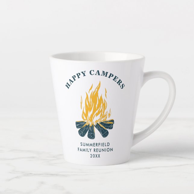 Caneca De Café Latte Sindicato da Família Feliz Camarões Personalizado (Direita)