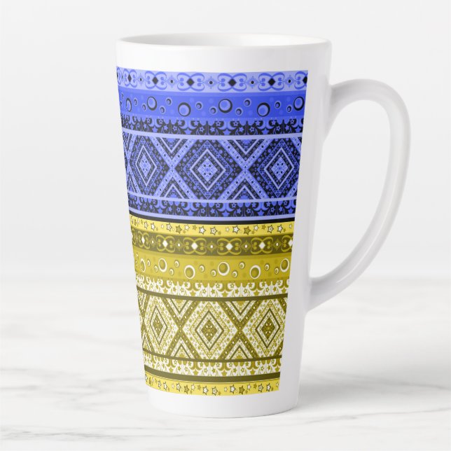 Caneca De Café Latte Sistema geométrico abstrato moderno de decoração (Direita)