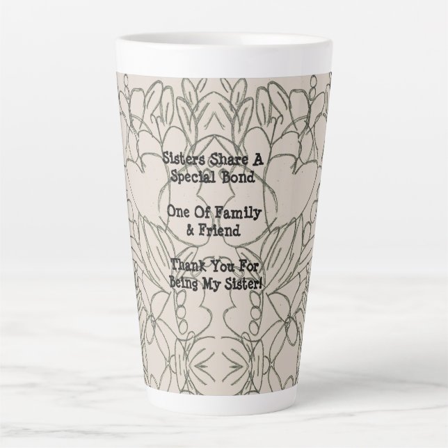 Caneca De Café Latte Sister Sentiment Abstrato (Frente)