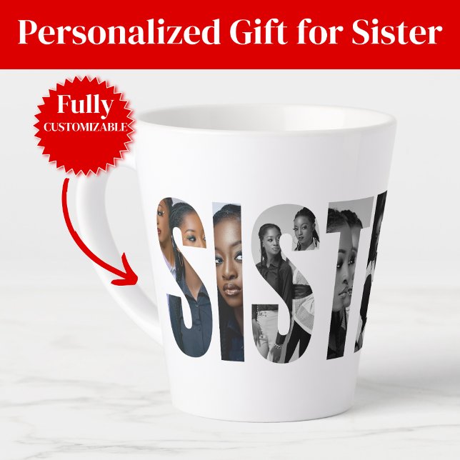Caneca De Café Latte Sisters Photo Collage Latte Mug Gift (Sisters Photo Collage Latte Mug Gift)
