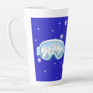 Caneca De Café Latte Ski Goggles Snowflake Dance
