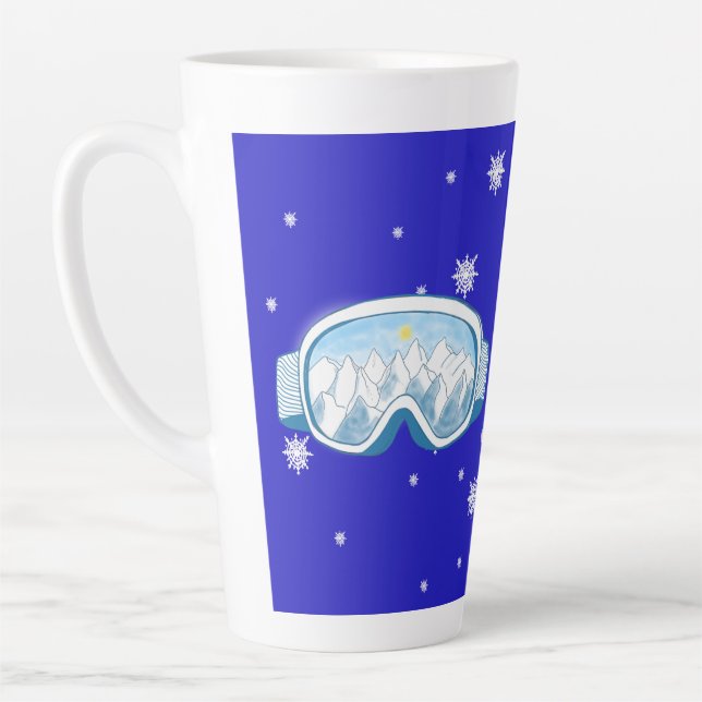 Caneca De Café Latte Ski Goggles Snowflake Dance (Esquerda)