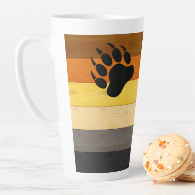 Caneca De Café Latte SlipperyJoe's Bear Pride sinaliza textura de madei (In Situ)