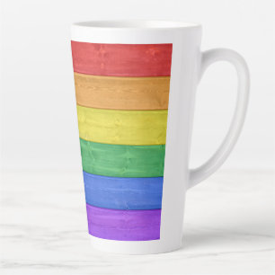 Caneca De Café Latte SlipperyJoe's clássico arco-íris tátil feito à mão
