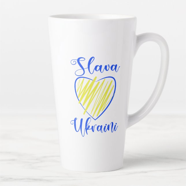 Caneca De Café Latte Slogan Slava Ucraniano Glória à Ucrânia (Direita)