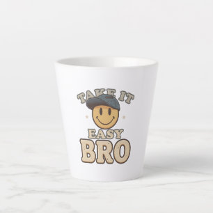 Caneca De Café Latte Smiley dos Anos 90 com um Chapéu