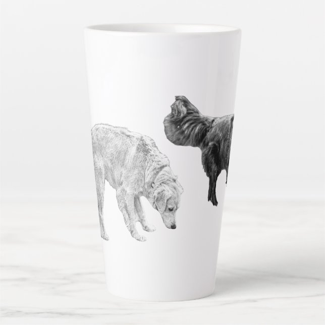 Caneca De Café Latte Sniffari de dois cães em grão fino (Frente)