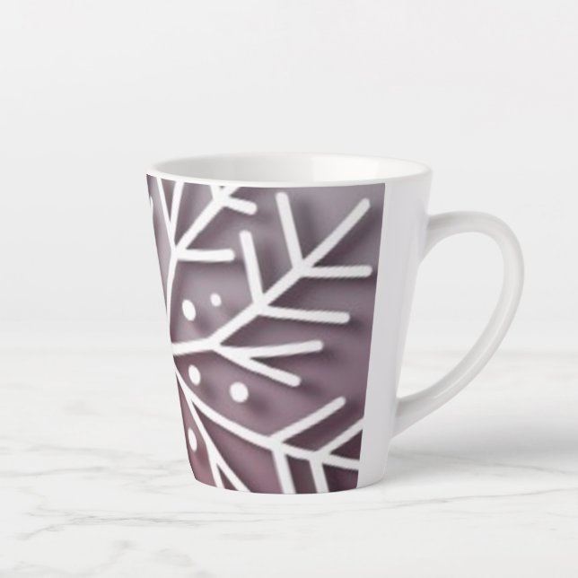 Caneca De Café Latte Snowflake Ornament Icon – Winter Holiday Design  (Direita)