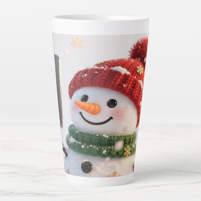 Caneca De Café Latte Snowman Selfie Christmas Latte Mug (Frente)