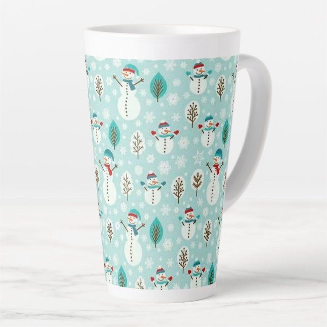 Caneca De Café Latte Snowmen de Natal (Ângulo direito)