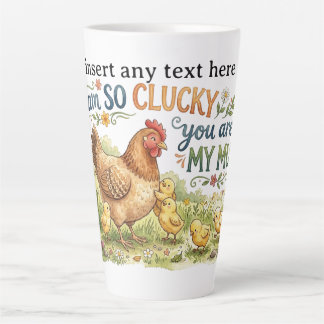 Caneca De Café Latte So Clucky You Are My Mum Watercolor Hen and Chick