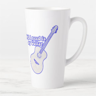 Caneca De Café Latte Só preciso da minha guitarra. Palavras motivaciona