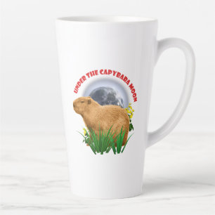 Caneca De Café Latte Sob a Lua do Capivara Camiseta Divertida de Capiva