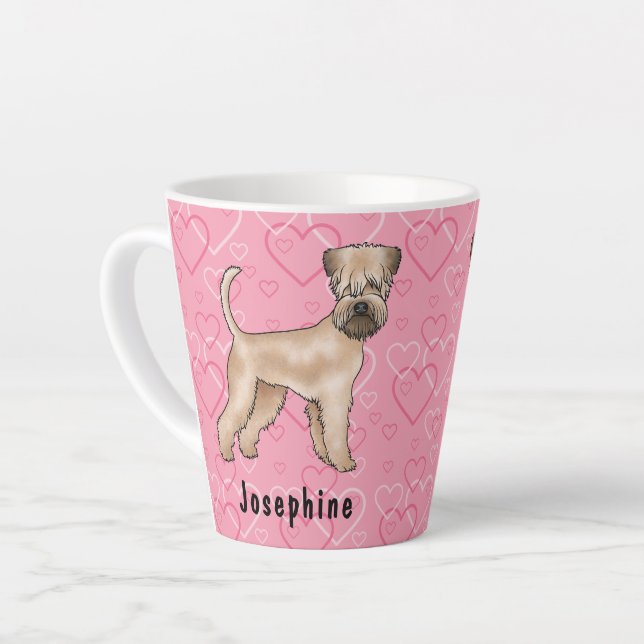 Caneca De Café Latte Soft-Coated Wheaten Terrier Cão Amor Padrão Coraçã (Ângulo esquerdo)