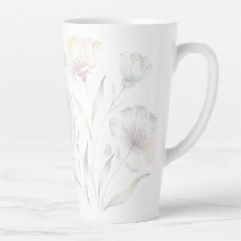 Caneca De Café Latte Soft Pastel Wildflowers Watercolor Grace