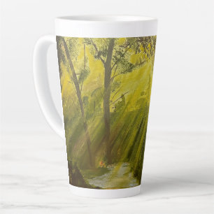 Caneca De Café Latte Sol na floresta, por Gary Poling