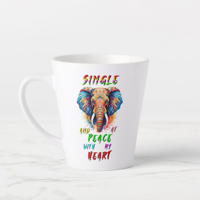 Caneca De Café Latte Solteiro E Em Paz Com Meu Coração (Esquerda)