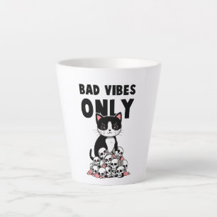 Caneca De Café Latte Somente Vibas Más - Gato e Peles
