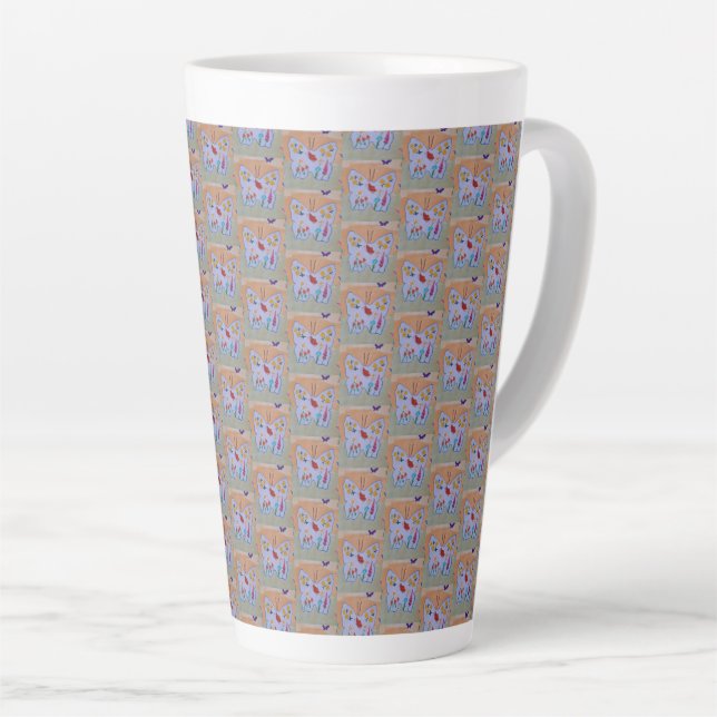 Caneca De Café Latte Sonho de borboleta (Ângulo direito)