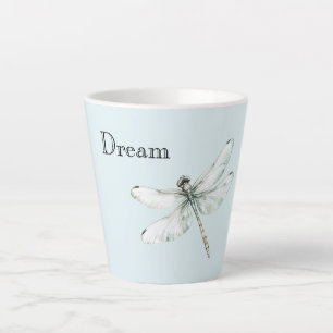 Caneca De Café Latte Sonho de Dragonfly Azul Chic