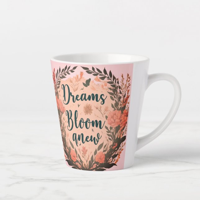 Caneca De Café Latte Sonhos Começam Uma Nova Caneca Latte (Direita)