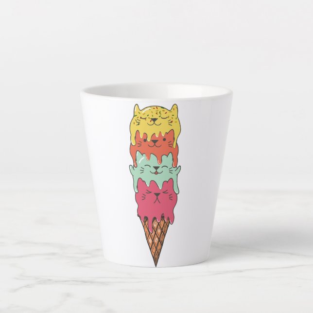 Caneca De Café Latte Sorvete de Gato | Kawaii Kittens (Frente)