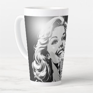 Caneca De Café Latte Sorvete Loiro Estilo Quadrinho BW dos Anos 50