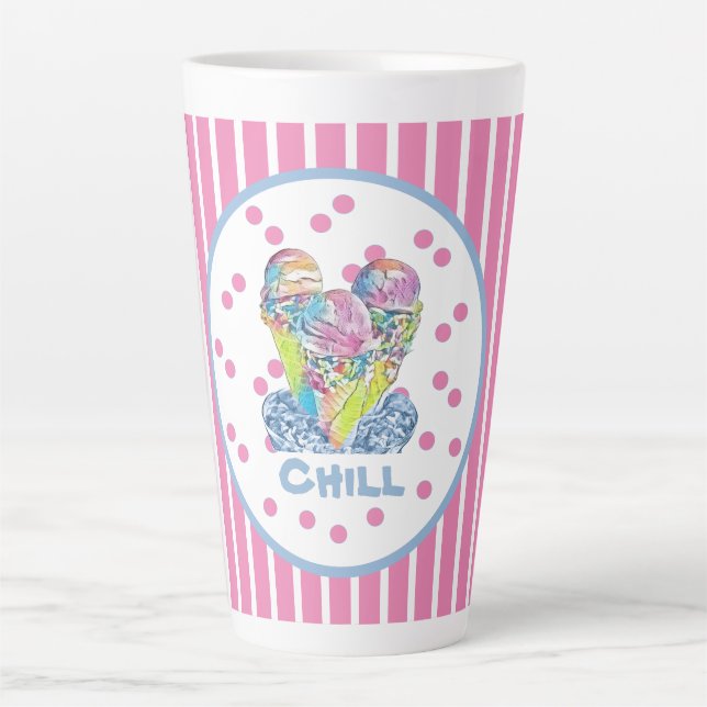 Caneca De Café Latte Sorvete Rosa Gelado   (Frente)