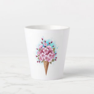Caneca De Café Latte Sorvete Waffle Rosa Sakura Cone