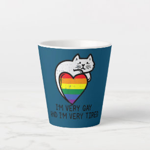 Caneca De Café Latte Sou muito Gay e muito cansado, orgulho de Gato LGB